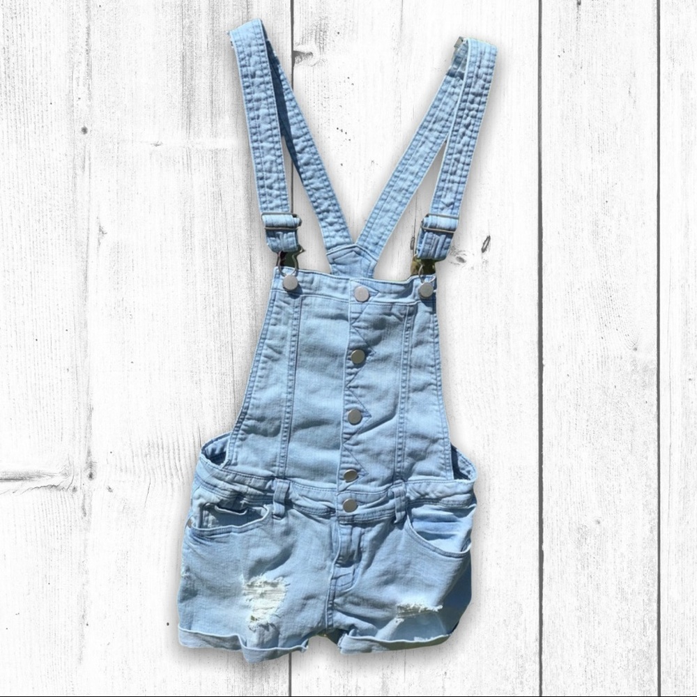 Tinseltown Denim Distressed Overalls Shorts.  Sz S